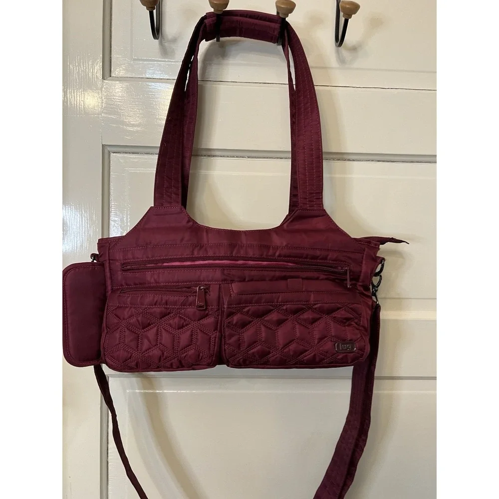 Lug Streetcar Quilted Shoulder Bag Purse in Red Diaper Bag